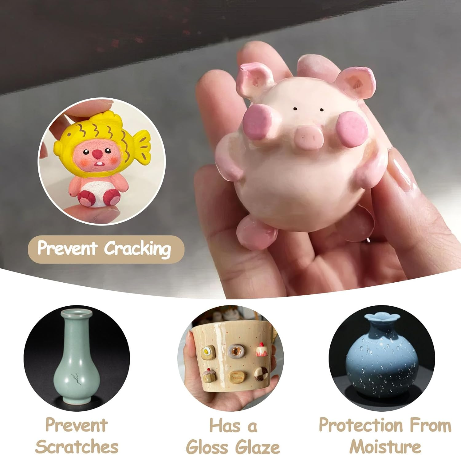 100Ml Air Dry Clay Glaze, Clear Clay Glaze for Air Drying Clay, Varnish for Pottery and Acrylic Paint, Waterproof and Scratch Resistant, Design for Air Dry Clay (Matte Varnish) image number 1