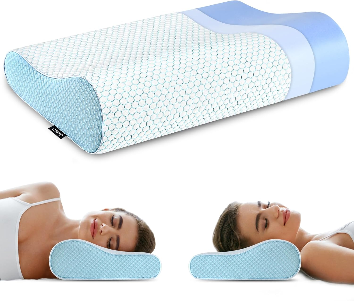 Memory Foam Pillows, Neck Pillow Queen Size Bed Pillow for Sleeping, Ergonomic Cervical Pillow Neck Support Pillow for Side Back Stomach Sleeper, Orthopedic Contour Pillow for Neck and Shoulder Pain