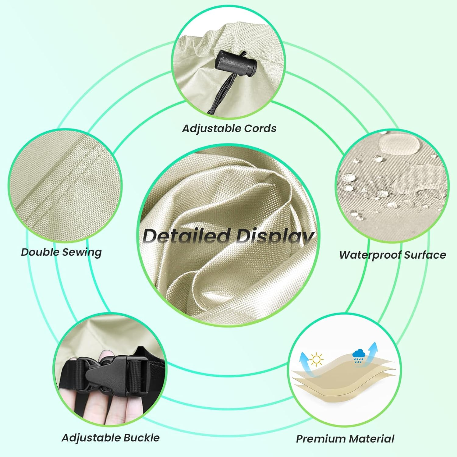 Outdoor Patio Furniture Cover Set, Heavy Duty Oxford Fabric Waterproof Furniture Covers, Dustproof, UV Resistant, for Tables, Chairs, Sofas, Outdoor Furniture Covers (BEIGE, 325X208X58CM) image number 1