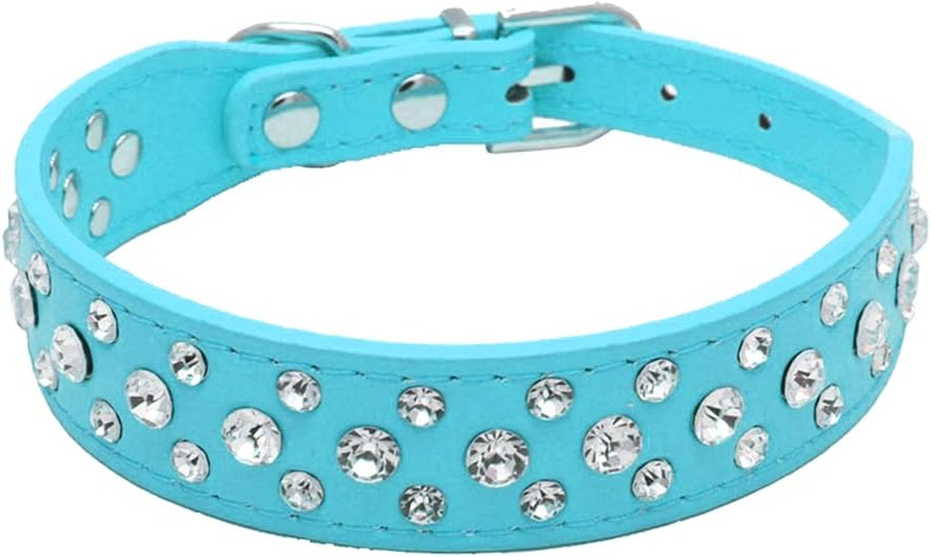 Bling Rhinestone PU Leather Crystal Diamond Pet Dog Cat Puppy Collar Black S M L Xl(Pink,L Fit Nack 30-36CM)