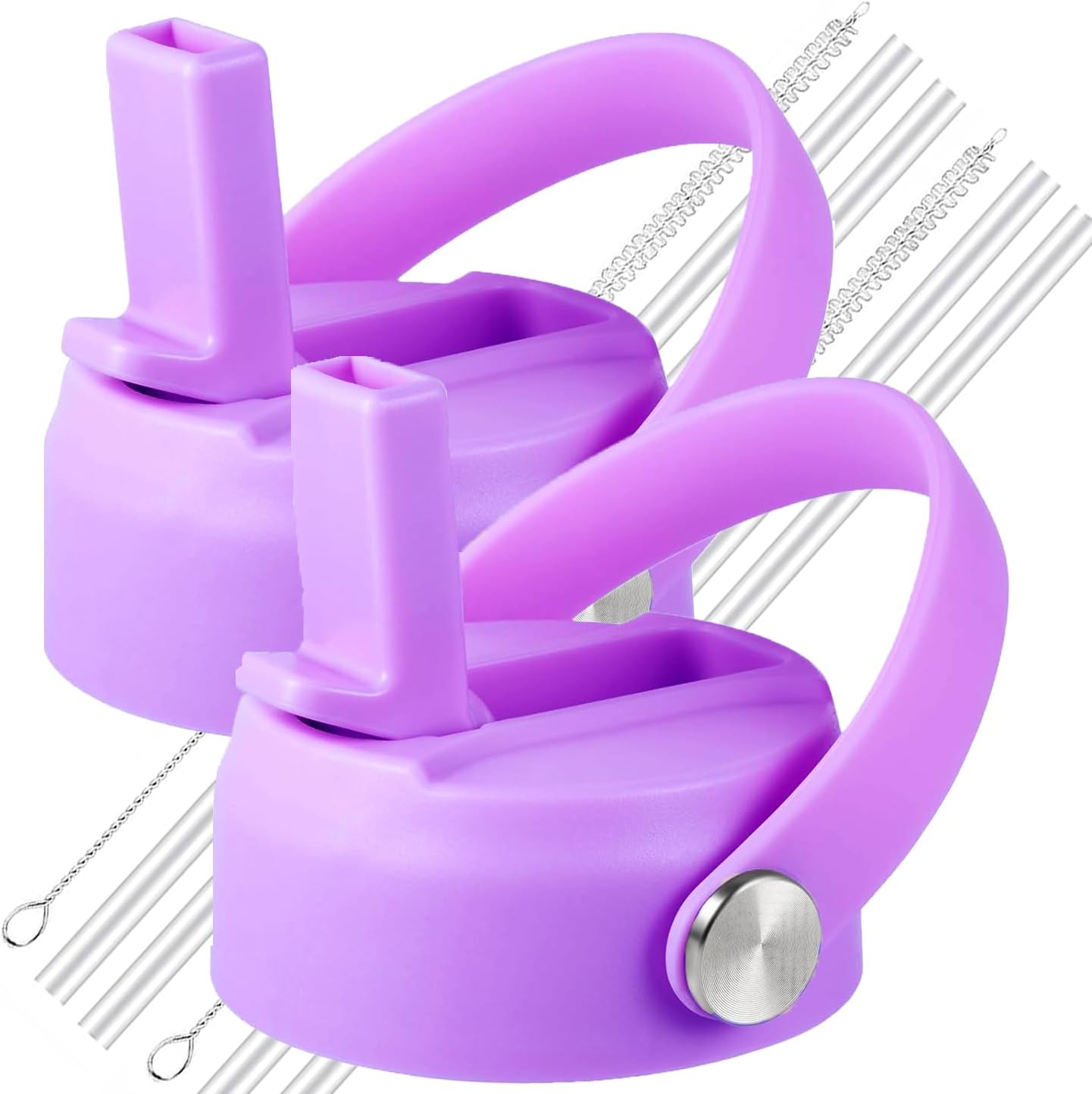 Straw Lid for Hydro Flask, Lids with Straw Compatible with Hydro Flask Wide Mouth 12/18/20/32/40 Oz Water Bottles, Leak-Proof Drinking Cap with Replacement Straw, Durable Sport Bottle Lid Accessories