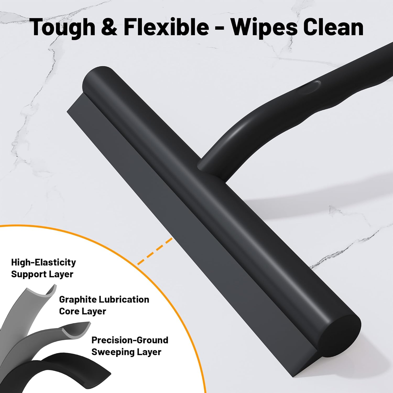 3 PCS Silicone Shower Squeegee with Hanger Window Squeege Glass Cleaner.Widow Wiper for Bathroom Kitchen Car Door Cleaning Tool Accessories(White Gray Black) image number 5