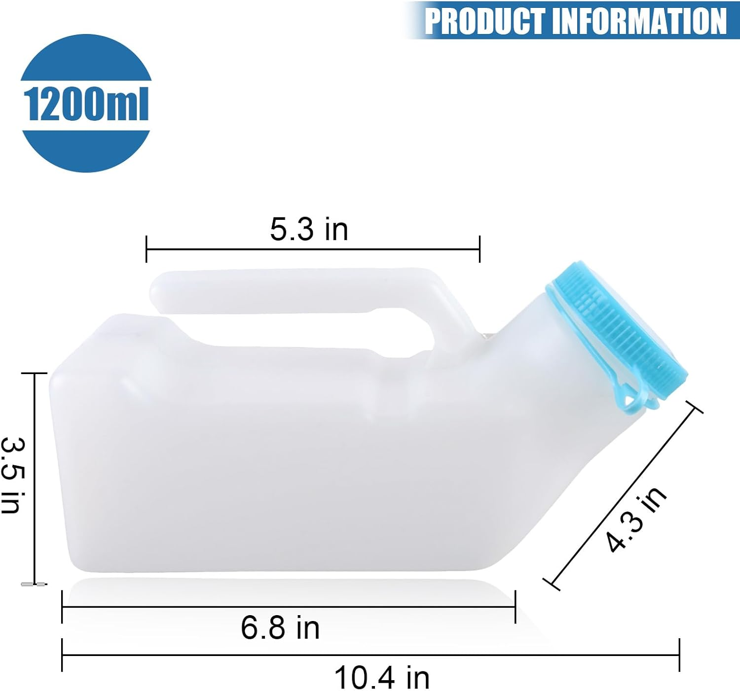 Urinals for Men with Translucent Lid,Portable Urinal for Men 32 Oz/ 1000 Ml Urine Bottle with Lid Large Capacity Clear Measuring Scale No Spill Design Convenient Hygienic Nighttime Use Elderly Friendly Handle Lightweight Durable Urinals for Men image number 1