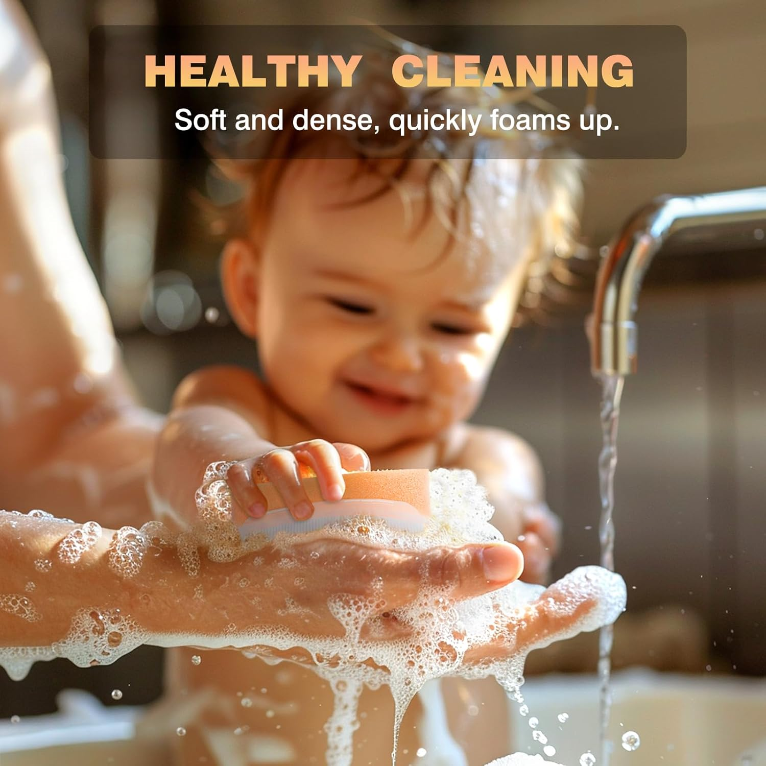 2PCS Cradle Cap Brush, Baby Bath Sponge - 2-In-1 Brush & Sponge for Scalp Treatment, Sensory Therapy, and Bath Time Care image number 4