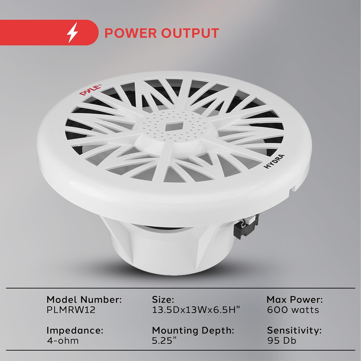 PYLE PLMRW12 12-Inch 600 Watt White 4 Ohm Marine Subwoofer image number 5