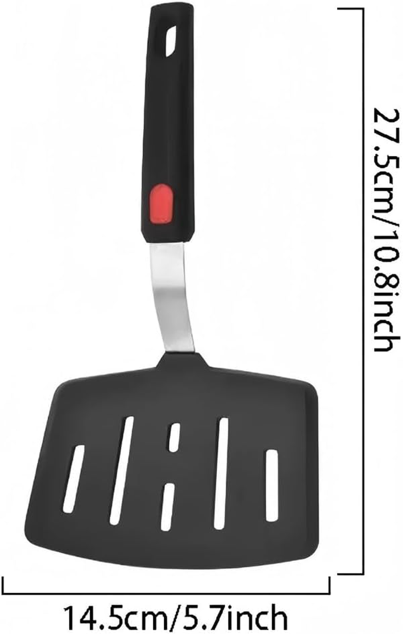 Kushucun Professional Silicone Spatula &ndash; High Heat Resistant Fish & Pancake Turner, Wide Flexible Blade for Non-Stick Pans, Dishwasher Safe (Black Grip Design) image number 5