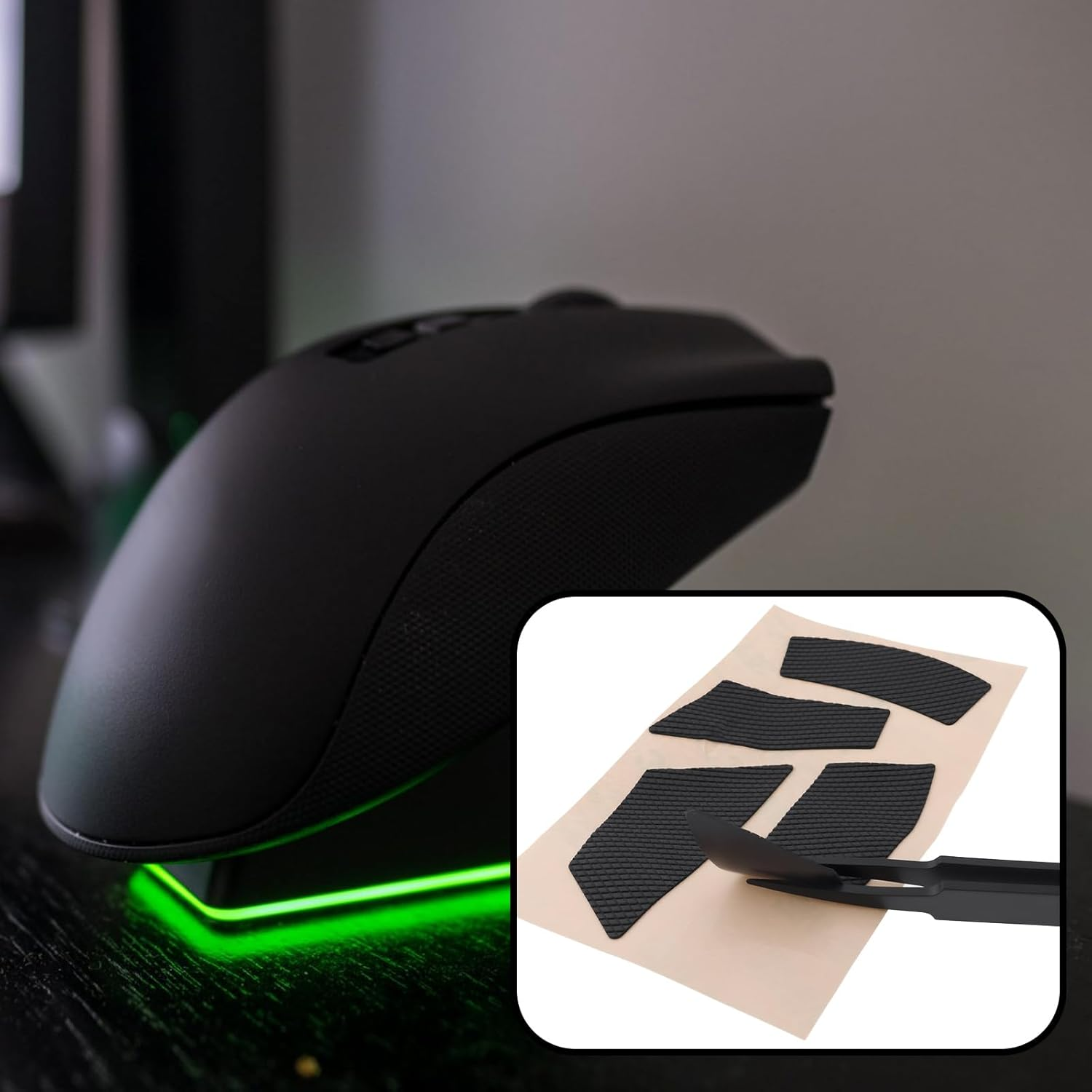 Ecsing 1 Set Razer Mouse Grip Tape Compatible with Razer Deathadder V2 Compatible with Razer Basilisk X Hyperspeed Black image number 6