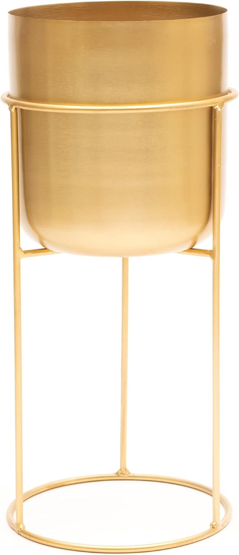 Olly & Rose Matt Metal Plant Pot with Gold Plant Stand - Tall 50Cm Large Plant Pot Indoors with Stand - Large Decorative Planter image number 4