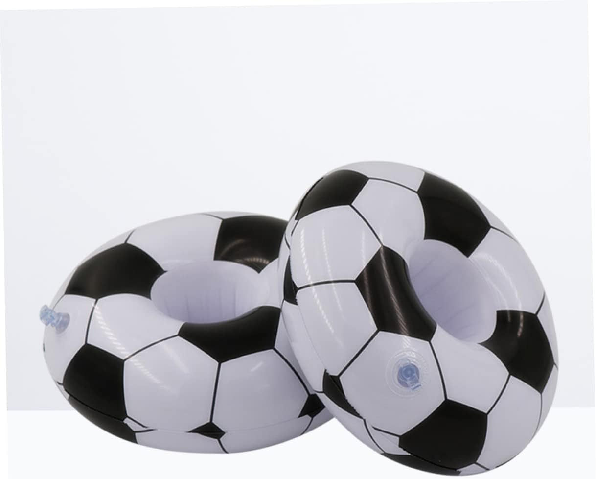 Totority 2Pcs Inflatable PVC Football Drink Floating Cup Holder for Pool Beach Soccer Ball Beach Drink Cup Holder for Party Decorations image number 4