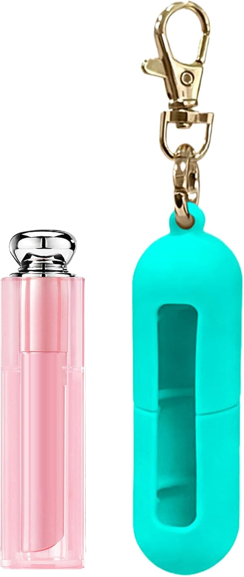 Apujent Lipstick Holder Keychain | Travel Silicone Sleeve,Lip Gloss Keychain - for Travel Purse Wallet Gym Workplace Outdoor Activities Daily Commute