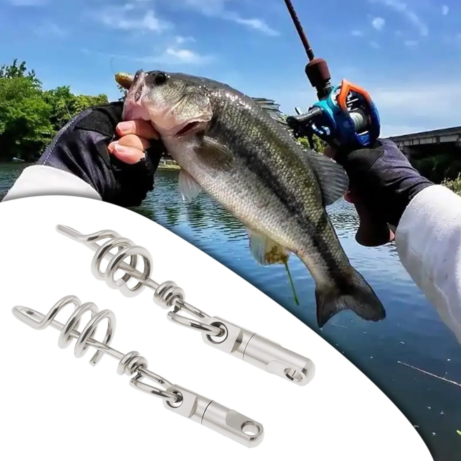 OTOTEC 5Pcs Fishing Corkscrew Swivels 5Mm 6Mm 8Mm 9Mm 10.5Mm Fishing Swivels Corkscrew Swivel Snaps Snap image number 3