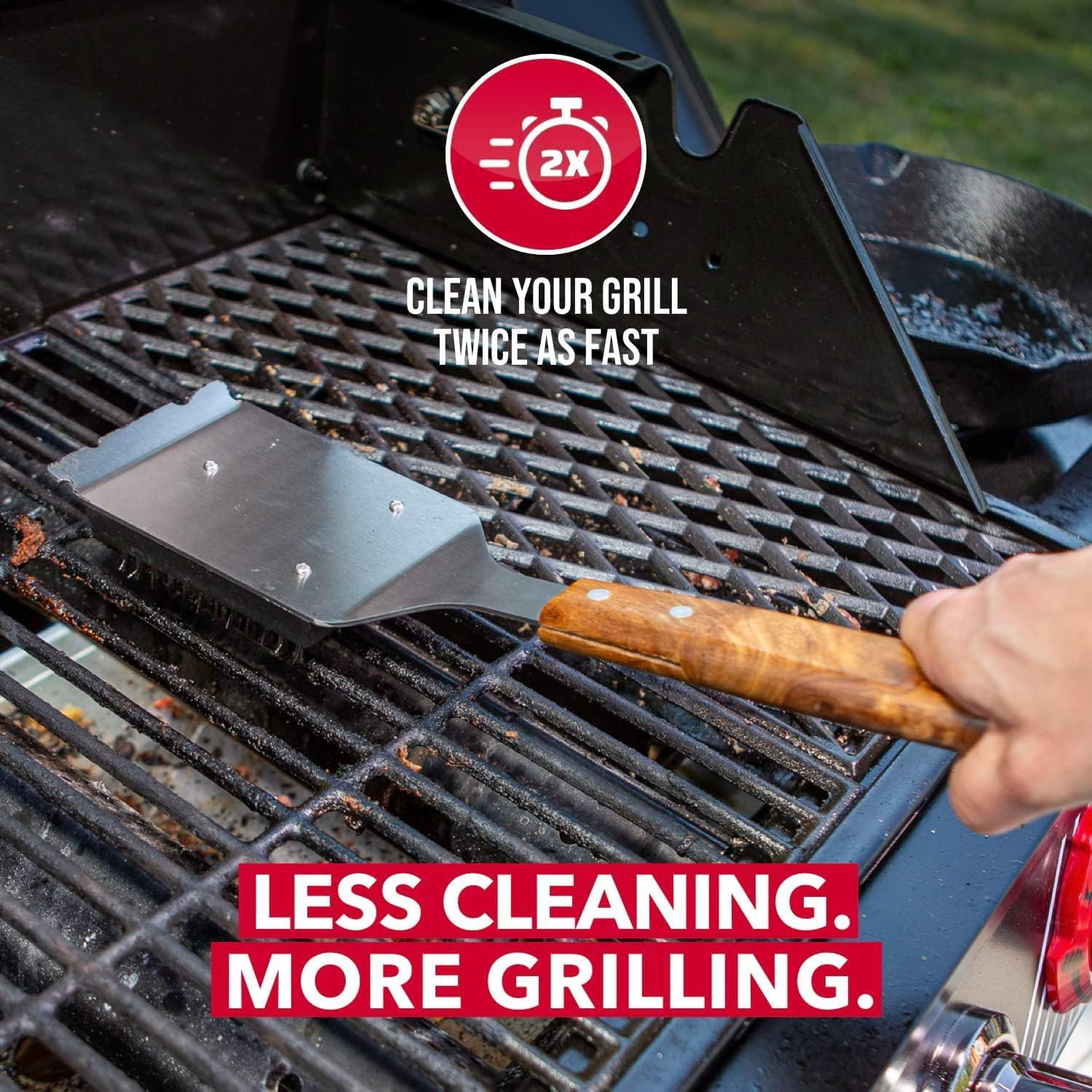 BBQ Grill Brush for Outdoor Grill, Scraper for Barbecue with Extended, Large Wooden Handle and Replaceable Stainless Steel Bristles Head No Scratch,Bbq Grill Brush for Any Grill image number 2