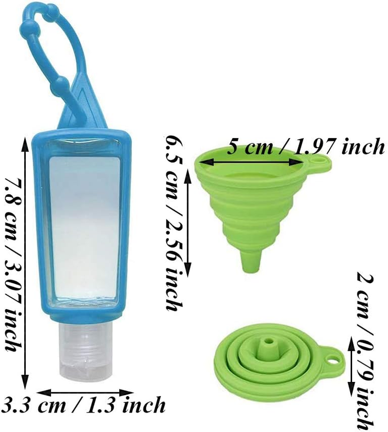 6 Pieces 30Ml Travel Bottles and 1 Funnel, Refillable Bottles Travel Containers, Transparent Plastic Sealed Leakproof Cosmetic Bottle with Silicone Case for Cosmetic, Lotion, Shampoo Lotion, Transparent, 30Ml image number 4