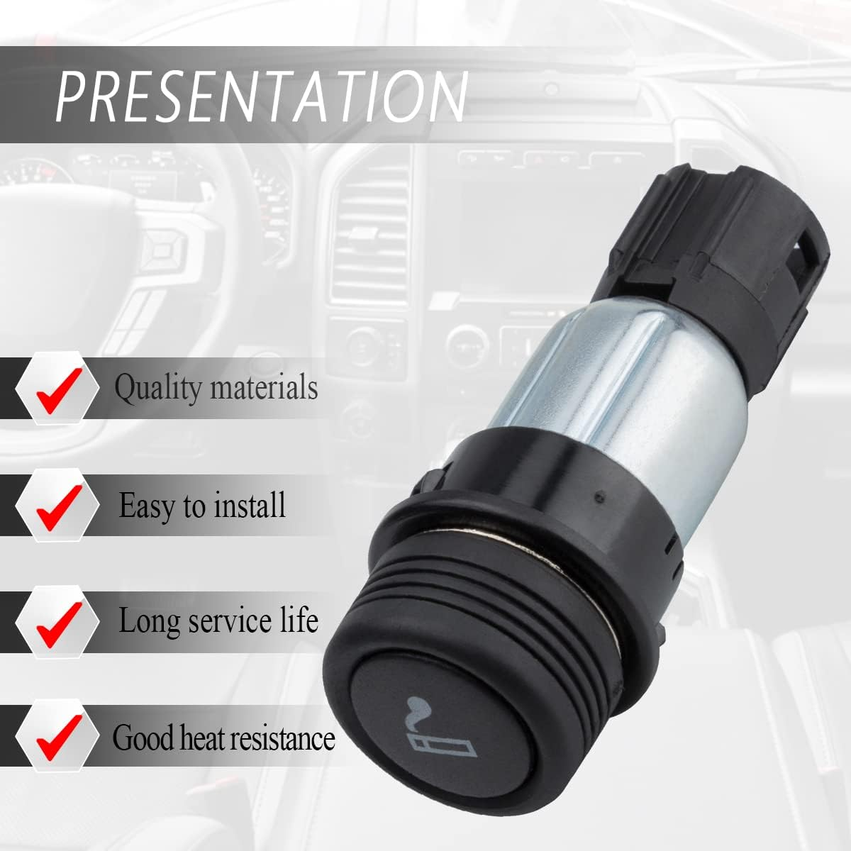 Cigarette Lighter Assembly Socket Fit for Ford E150 E250 E350 F150 F250 F350 F450 Super Duty Fusion OEM#XC3Z-15055-AA