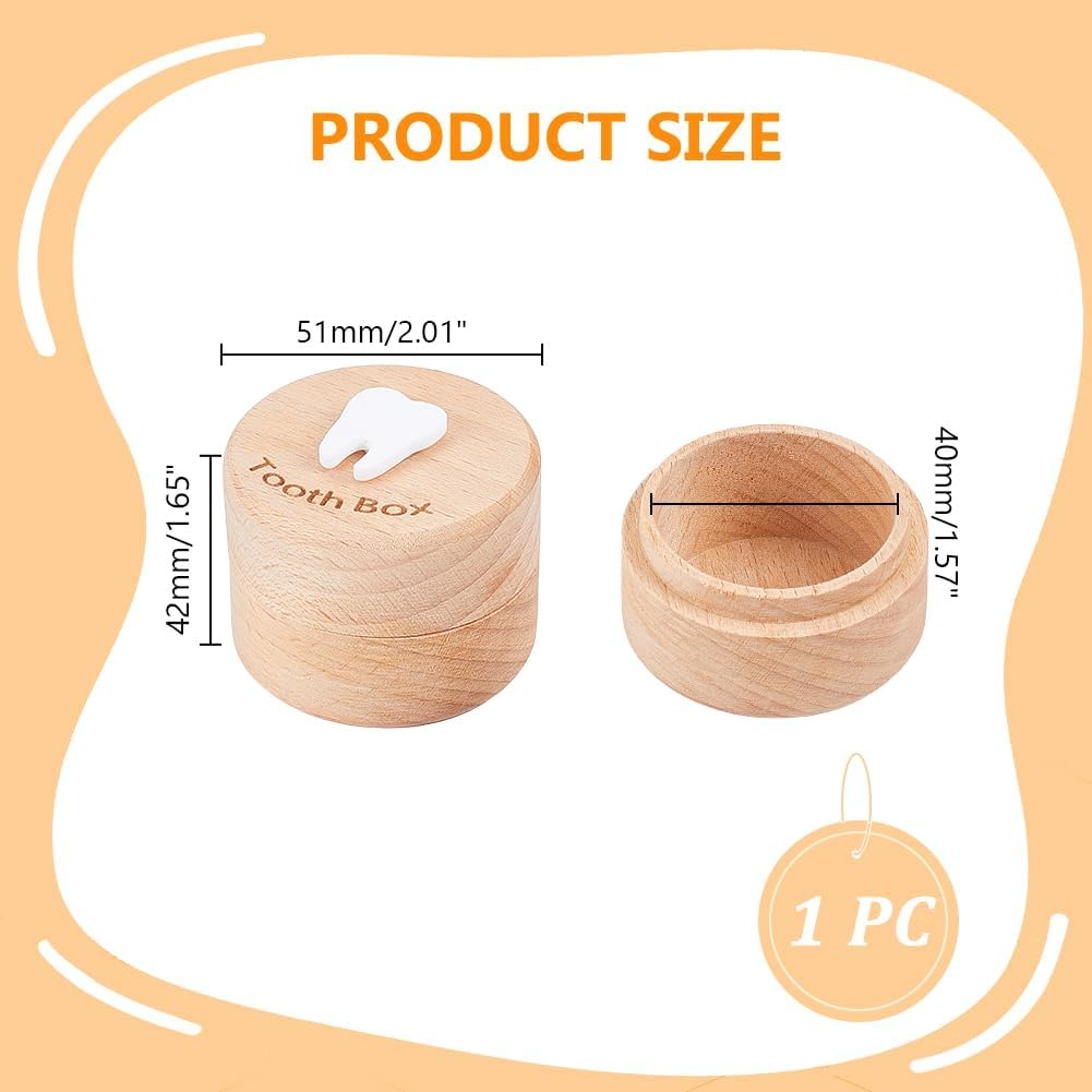 1Pc Wood Tooth Storage Box with White Tooth Pattern Wooden Teeth Keepsake Organizer Boxes Memory Box for Parents Teeth Collection Storage image number 5
