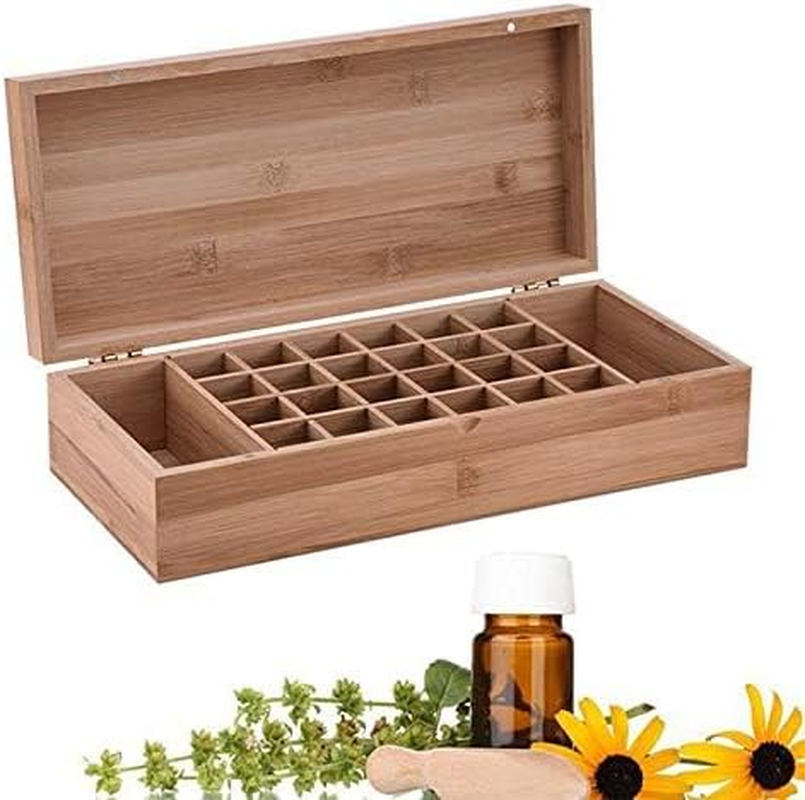 Pure Vie Essential Oil Bamboo Storage Box Travel Display Presentation, Holds 26 Bottles for 5, 10, 15Ml - Aromatherapy Organizer Nail Polish Fragrance Container - Keep Your Oils Safe & Space Saver image number 3