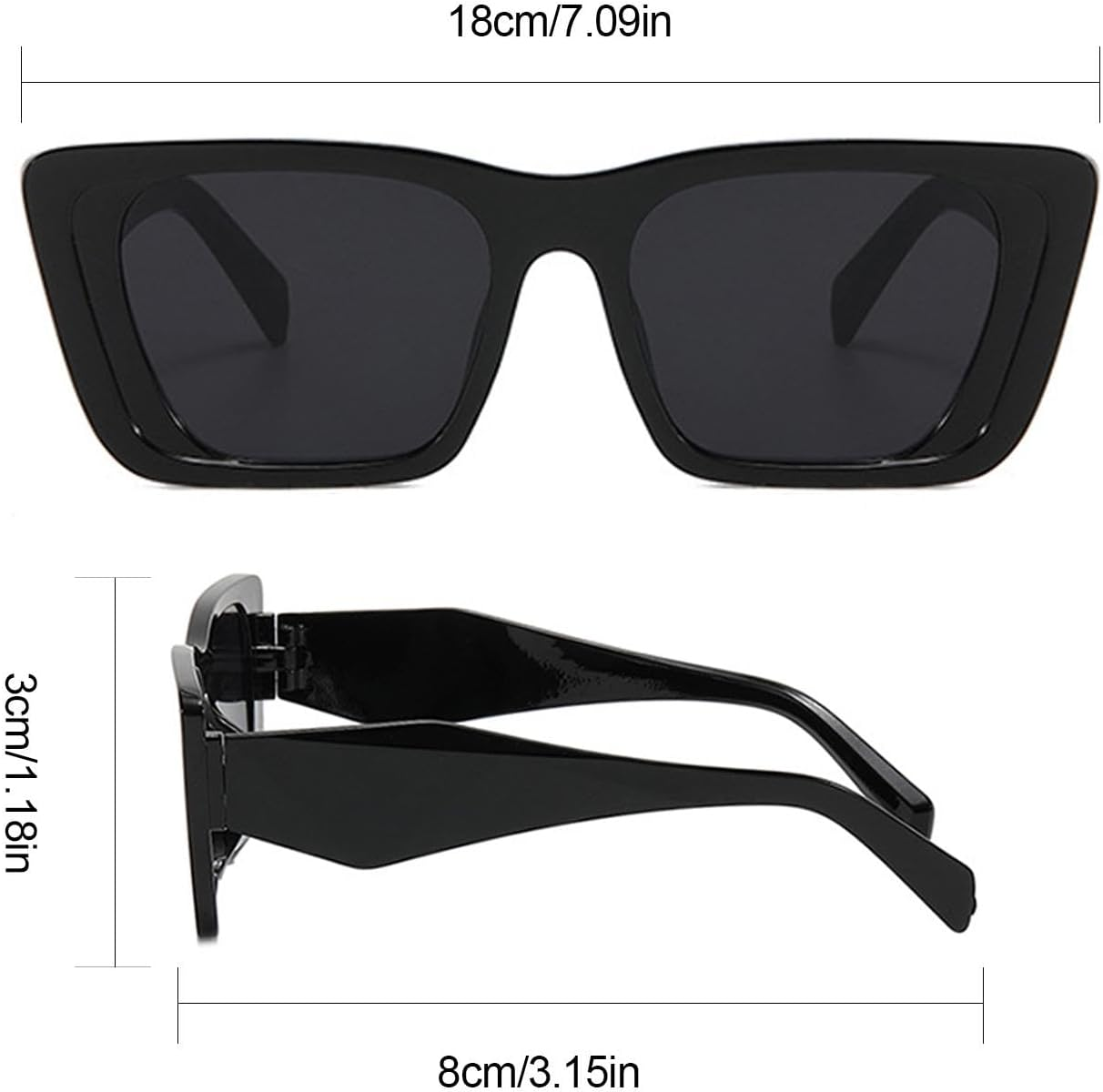 Trendy Sunglasses - Fashion Black Oversized Sunglasses | Drop-Resistant Trendy Sunglasses, Flat Top Glasses Party Dress up for Women image number 1