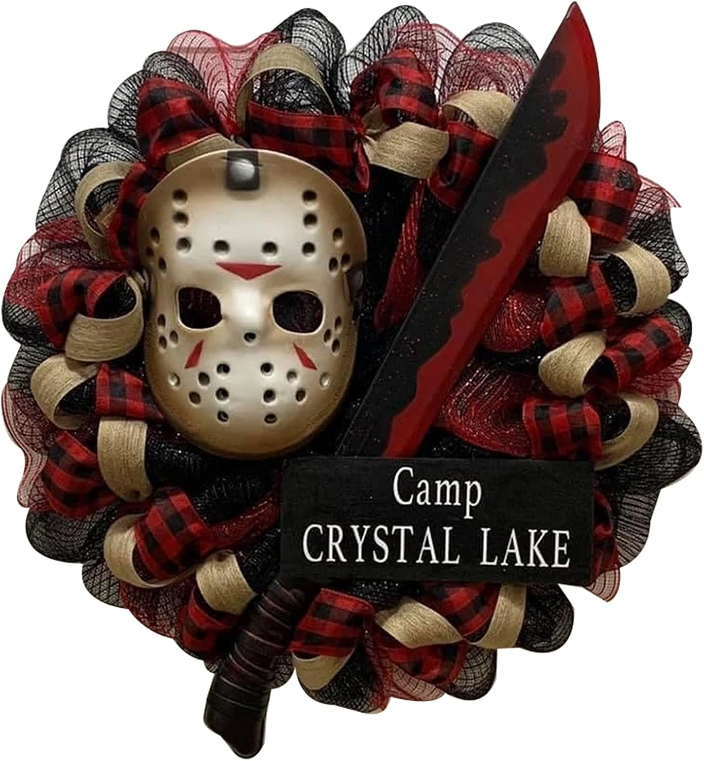 Halloween Horror Clown Face Cover Wreath, Reusable Horrible Face Cover Wreath Front Door Decoration Halloween Props Festival Party Decor for Home/1037 (Size : A) image number 2