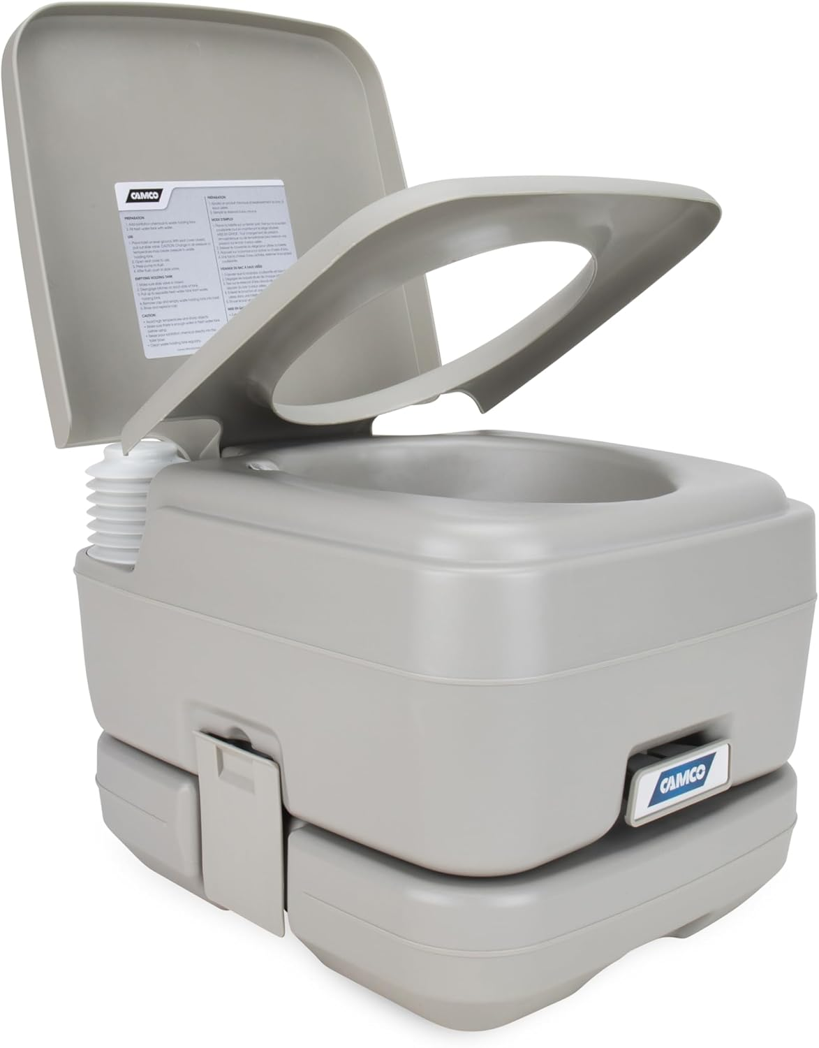 Camco Portable Travel Toilet - Features Bellow-Type Flush and Sealing Slide Valve to Lock-In Odors and Protect against Leakage-| Lightweight and Compact, 2.6 Gallon (41531) - 2.6 Gallon