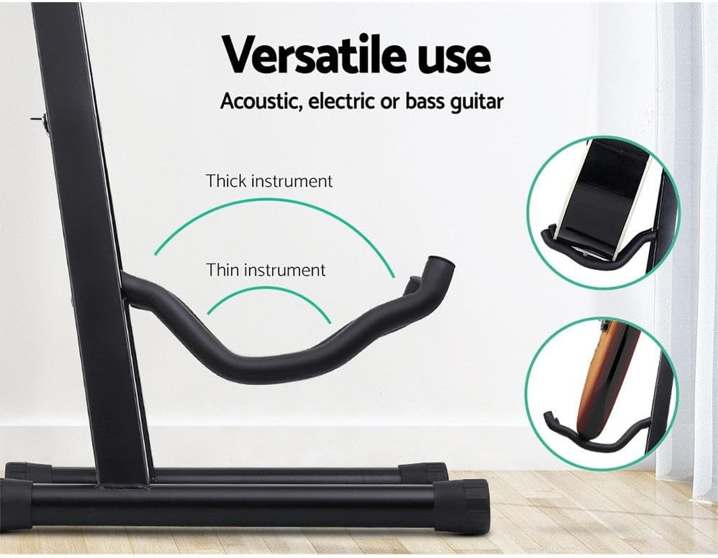 Alpha Folding Acoustic Guitar Stand with Capo, Black