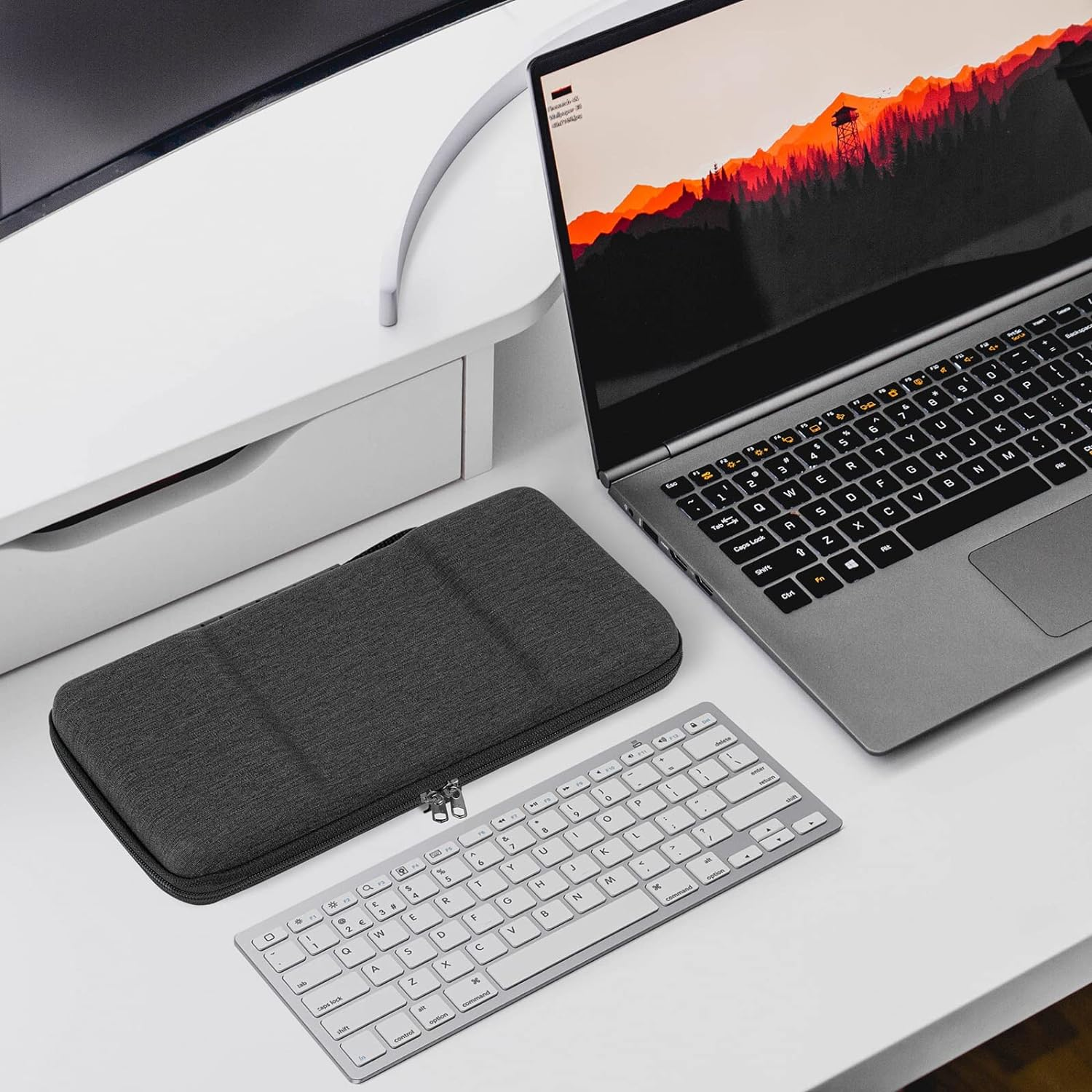 Geekria Hard Shell Keyboard Case, Compatible with OMOTON Ultra-Slim Bluetooth, Arteck Ultra-Slim Bluetooth, 2.4G Wireless, PINKCAT Multi-Device Keyboard Travel Carrying Bag (Dark Grey) image number 2