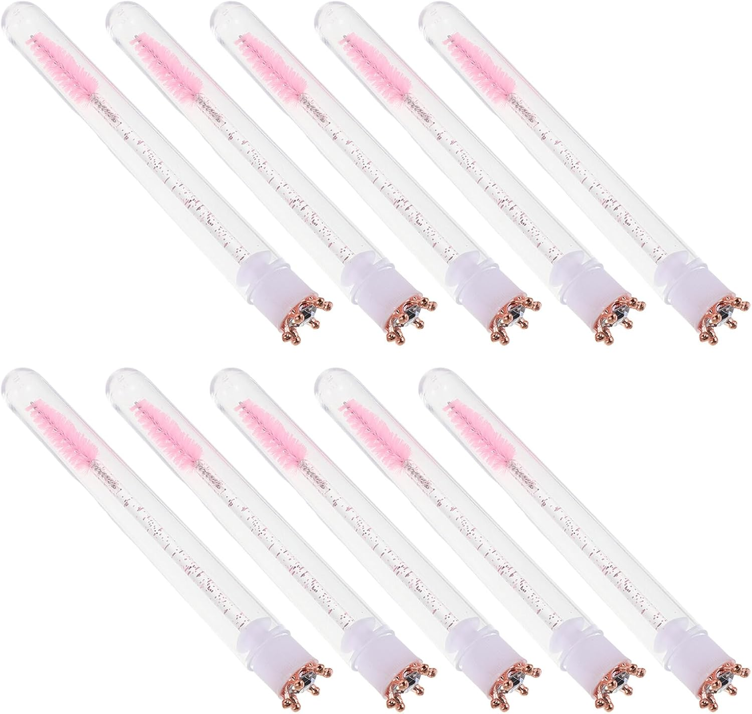 CONGARTENO 10Pcs Pink Crown Eyelash Brushes with Crystal Handle and Tube, Disposable Glitter Makeup Spoolies, Lash Wands Suitable for Travel and Personal Beauty Tools image number 6