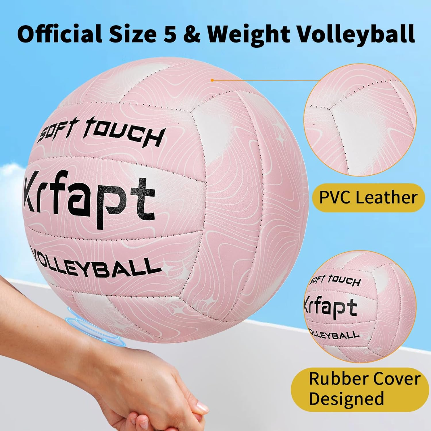 Krfapt Volleyball Beach Volleyballs Official Size 5, Touch Volley Ball Training for Outdoor Indoor Play - Purple image number 7