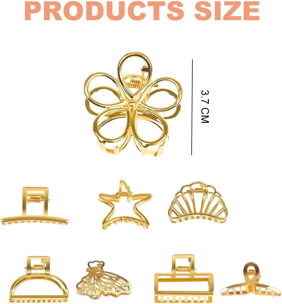 Shirene Gold Claw Clips, 8 Pcs Metal Hair Clips, Non Slip, Fashion Accessories for Women & Girls image number 1