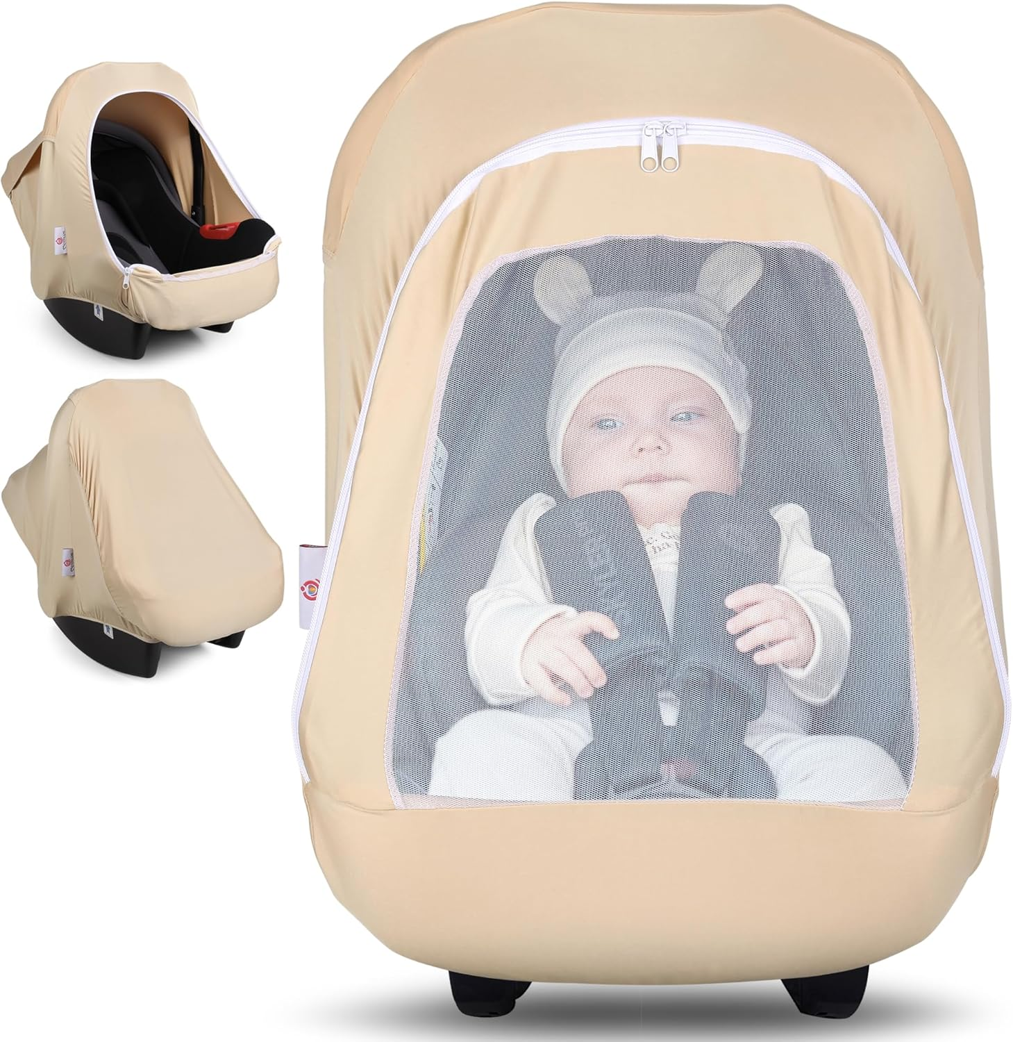 Metplus 2-In-1 Baby Car Seat Canopy, Multi Use Privacy Sun Shade, Protect Baby'S Safety with Style, Infant Carrier Covers for Boys & Girls