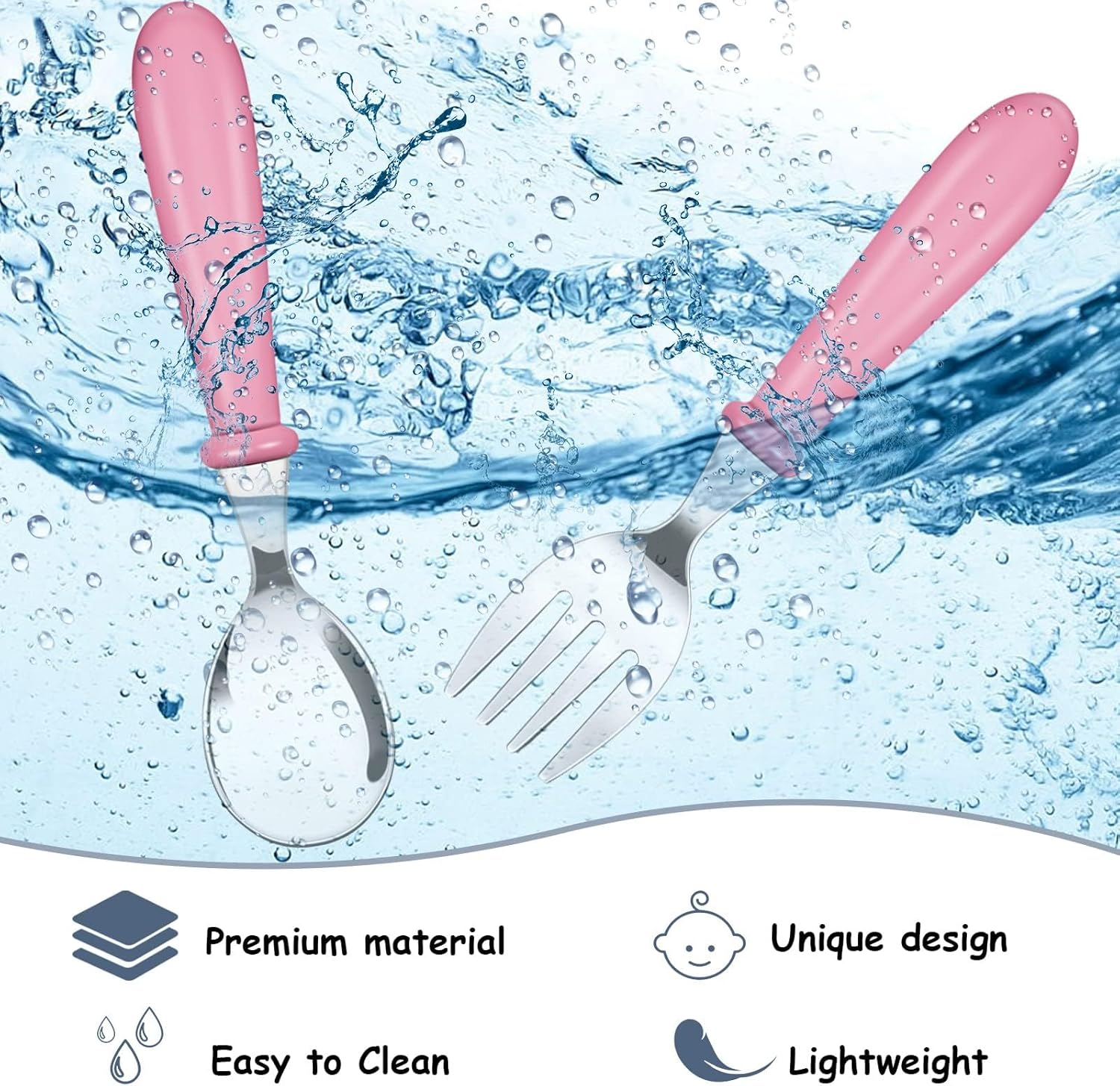 Sandinal 9 Pieces Toddler Forks Toddler Cutlery, Stainless Steel Baby Forks