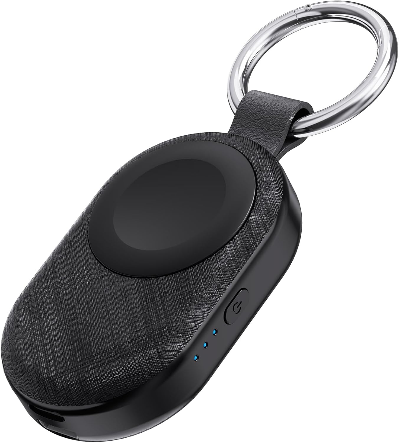 PZOZ Portable Apple Watch Charger, 2000Mah 5W Wireless Power Bank Fast Charging for Apple Watch Series 11 10 9 Ultra 8 7 6 5 4 3 2 SE Travel Mini Powerbank with Keychain (USB C+Lightning) (Black)