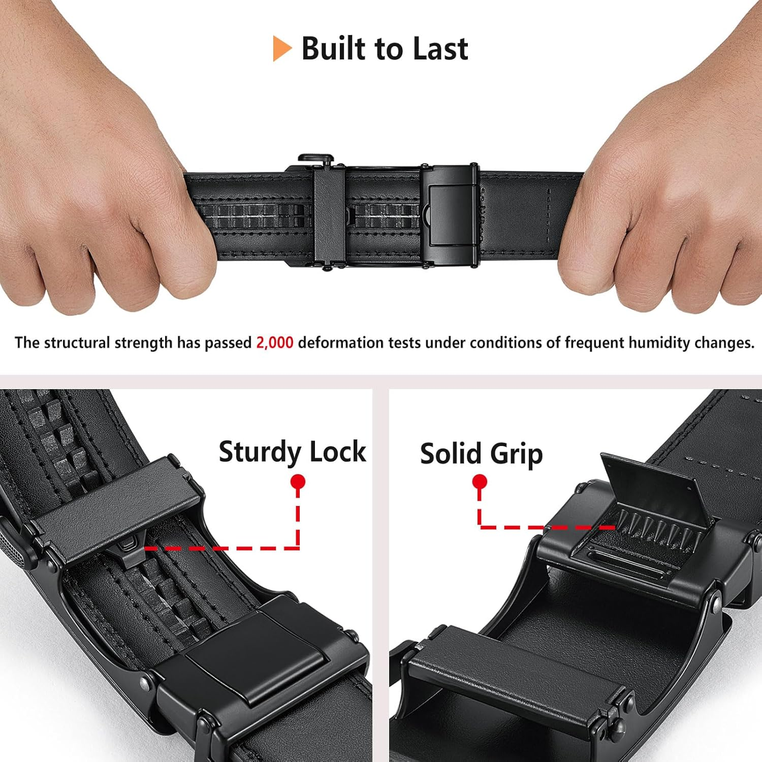 Lionvii Men'S Ratchet Belt - Genuine Leather Belt for Dress and Casual with Automatic Buckle, Adjustable Trim to Fit 29"-50"(35Mm Wide) image number 2