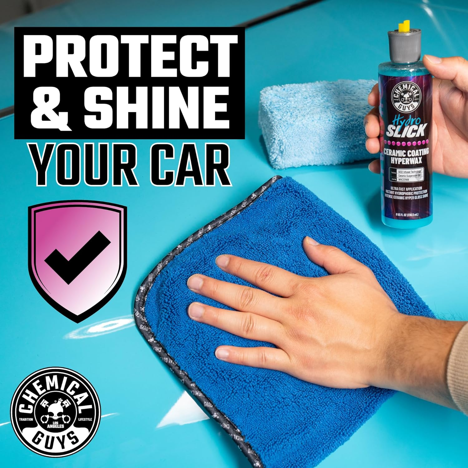 Chemical Guys Hydroslick Ceramic Coating Kit &ndash; Hydrophobic Paint Protection &ndash; Includes Ceramic Spray, Applicator & Microfiber Towel for DIY Sio2 Coating image number 6