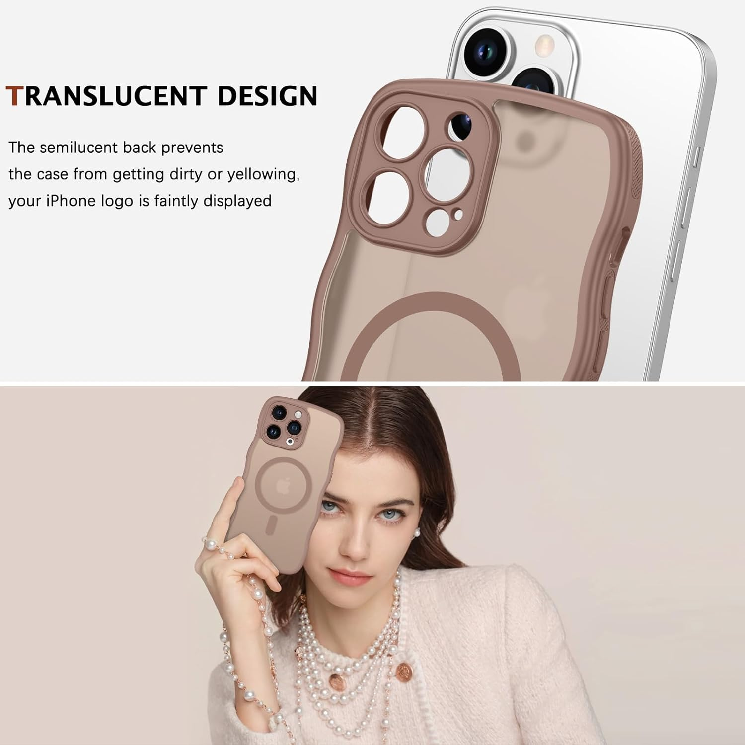 BENTOBEN for Iphone 13 Pro Max Case, Magnetic Wavy Matte Phone Cases Compatible with Magsafe, Anti-Slip Wave Edge Shockproof Full Body Protective Cover for Iphone 13 Pro Max 6.7 Inch, Desert Titanium image number 4