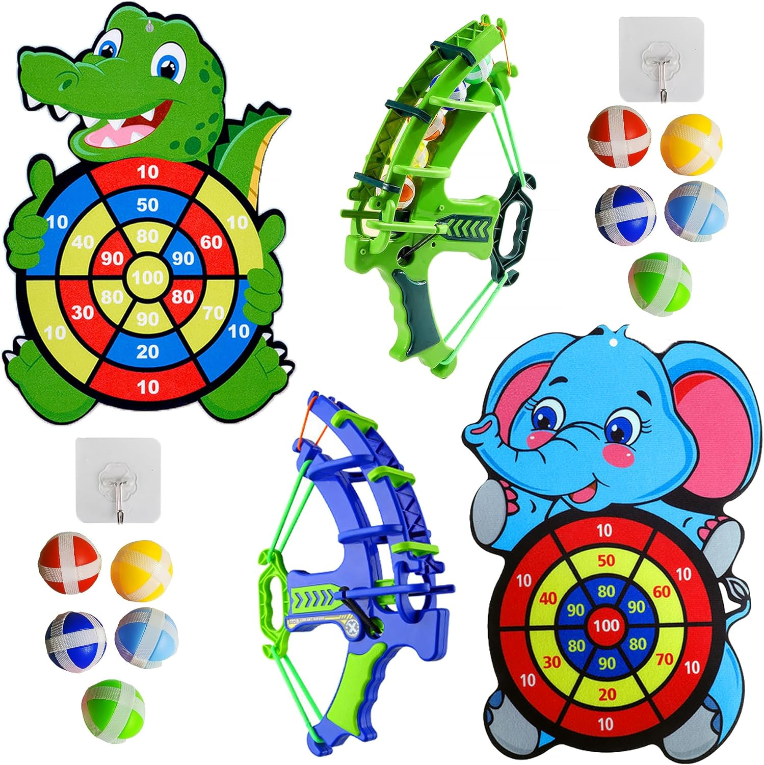 2 Pack Kids Bow and Arrow for Kids, 42Cm Large 2 Board Targets with 10 Sticky Balls, Indoor/Sports Outdoor Fun Party Play Game Toys Birthday Gifts for 3 4 5 6 7 8 9 10+ Years Old Boys Girls Adults image number 1