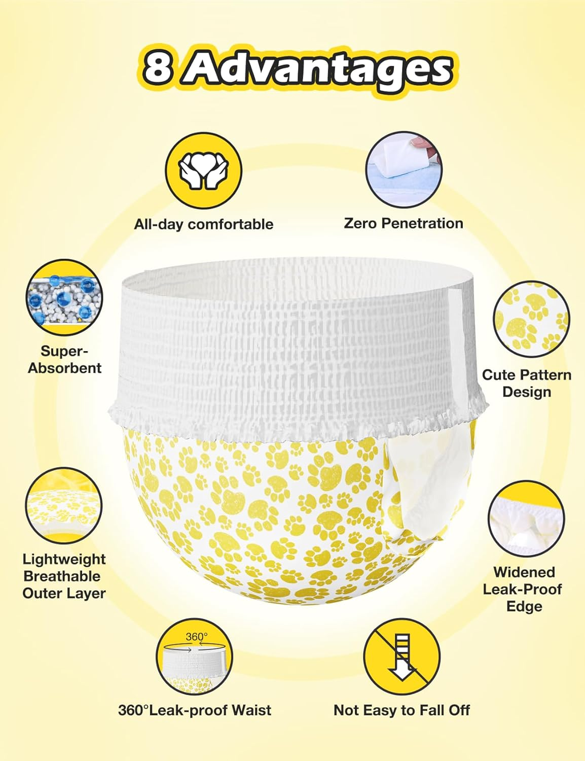 Dono Dog Diapers Female with Stretchy Waist-10-48Pcs, Disposable Full Wrap Female Puppy Dog in Heat Period Diapers, 360&deg; Leak-Proof Super Absorbent Doggie Puppy Diapers (XL-24 Count) image number 3