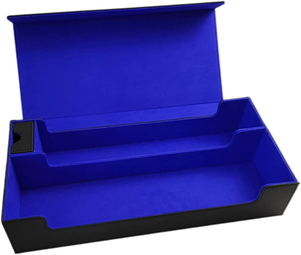 Card Deck Box, Card Deck Case, Deck Card Box, Leather Large Size Fit 550 plus Sleeved Cards Compatible with Single/Double Sleeved Toploader MTG TCG Ccg（Black＆Grey）