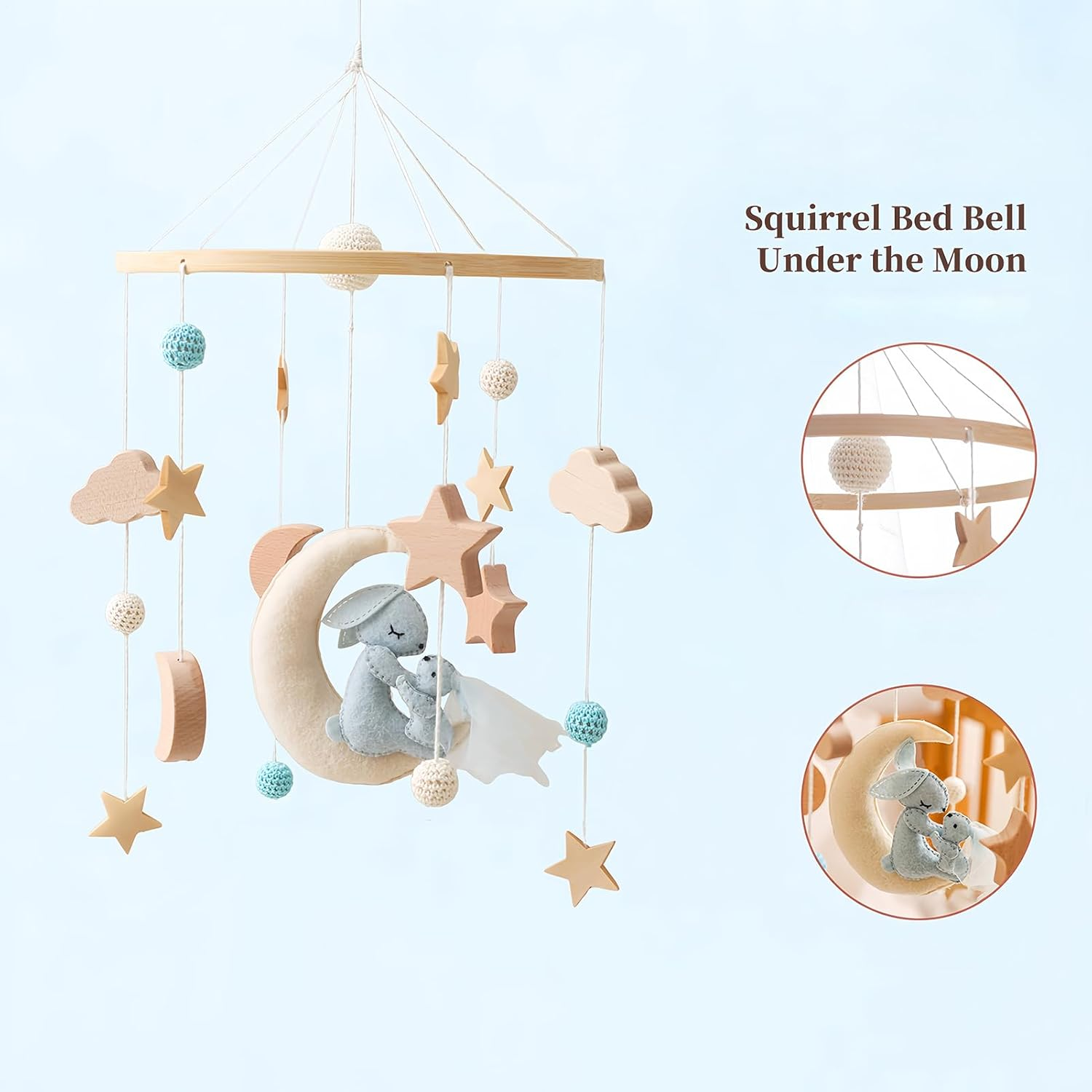Baby Mobile for Crib,Nursery Decor Mobile | Rotatable Soothing Bed Bell for Boys Girls Baby Stroller Playpen Nursery Room New Parents Childcare Provider image number 3