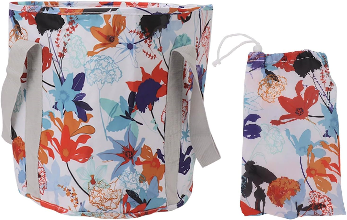 Portable Foot Bath Bucket, PVC Collapsible Foot Bath Basin for Travel (White Maple Leaf) image number 5