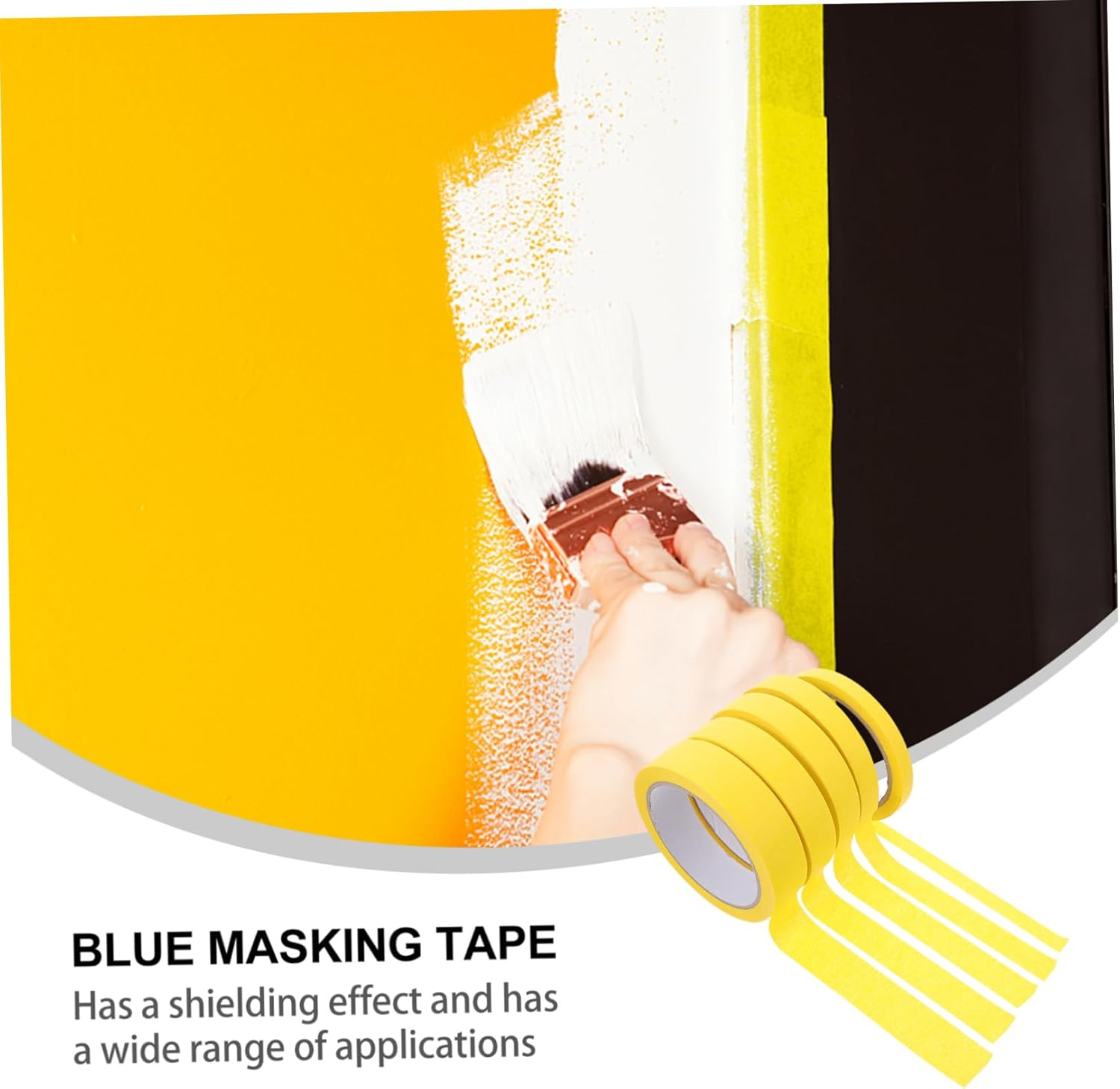 Yardenfun 5Rolls Adhesive Masking Tape for Furniture Painter Easy Tear Art Supplies Self-Adhesive Tapes in Yellow image number 6