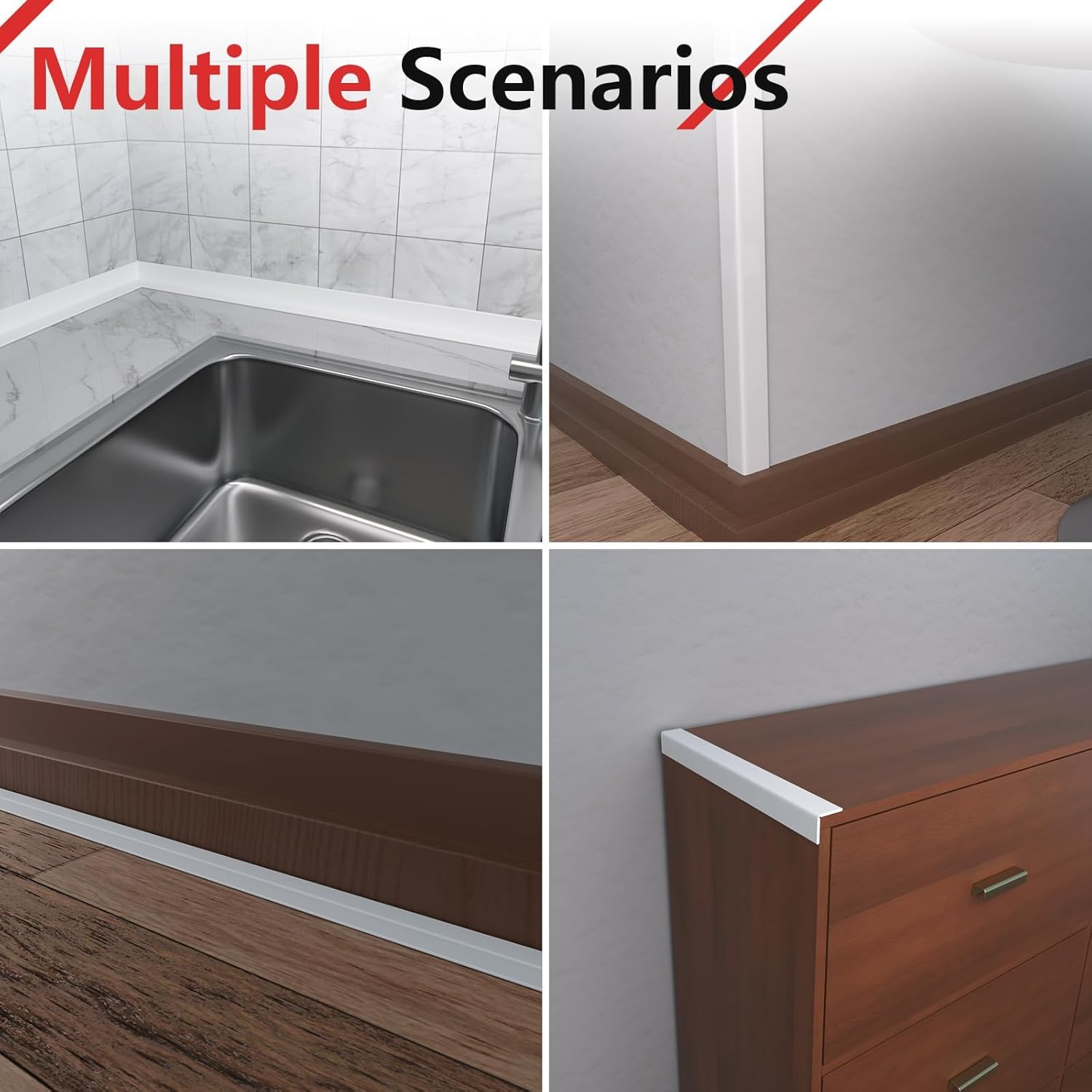 Peel and Stick Wall Molding Trim, Wall Corner Protector, Flexible Molding Trim for Tile and Wall Edges, Furniture Protection and Decoration, 10 Feet X 1.6 Inch, White image number 1