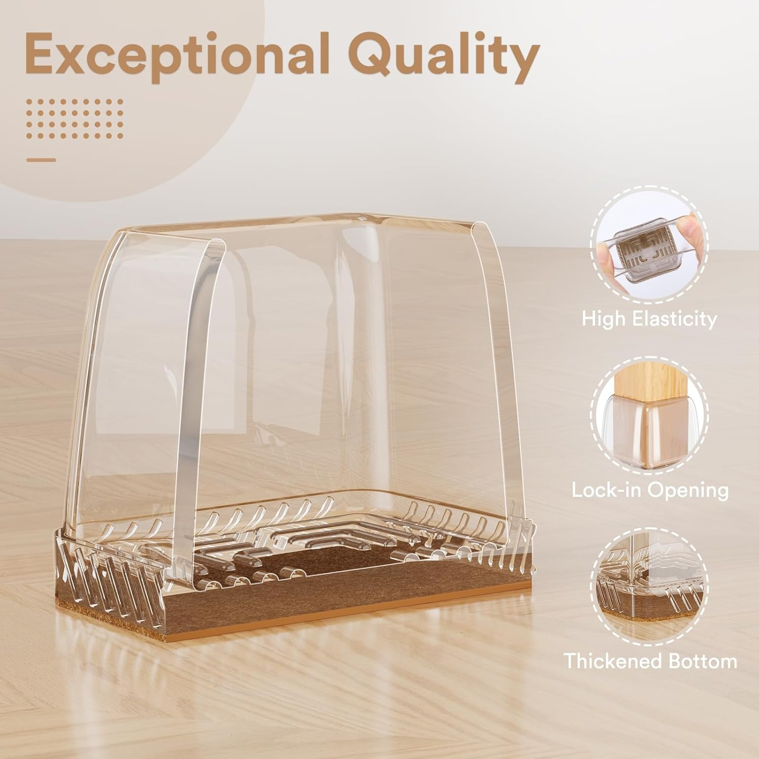 Euqvunn 18Pcs Square Chair Leg Floor Protectors, Mini Small Floor Protectors for Furniture Legs, Rectangle Stool Leg Covers with Felt Pads, Chair Leg Caps to Protect Hardwood Floors, 28-35Mm image number 4