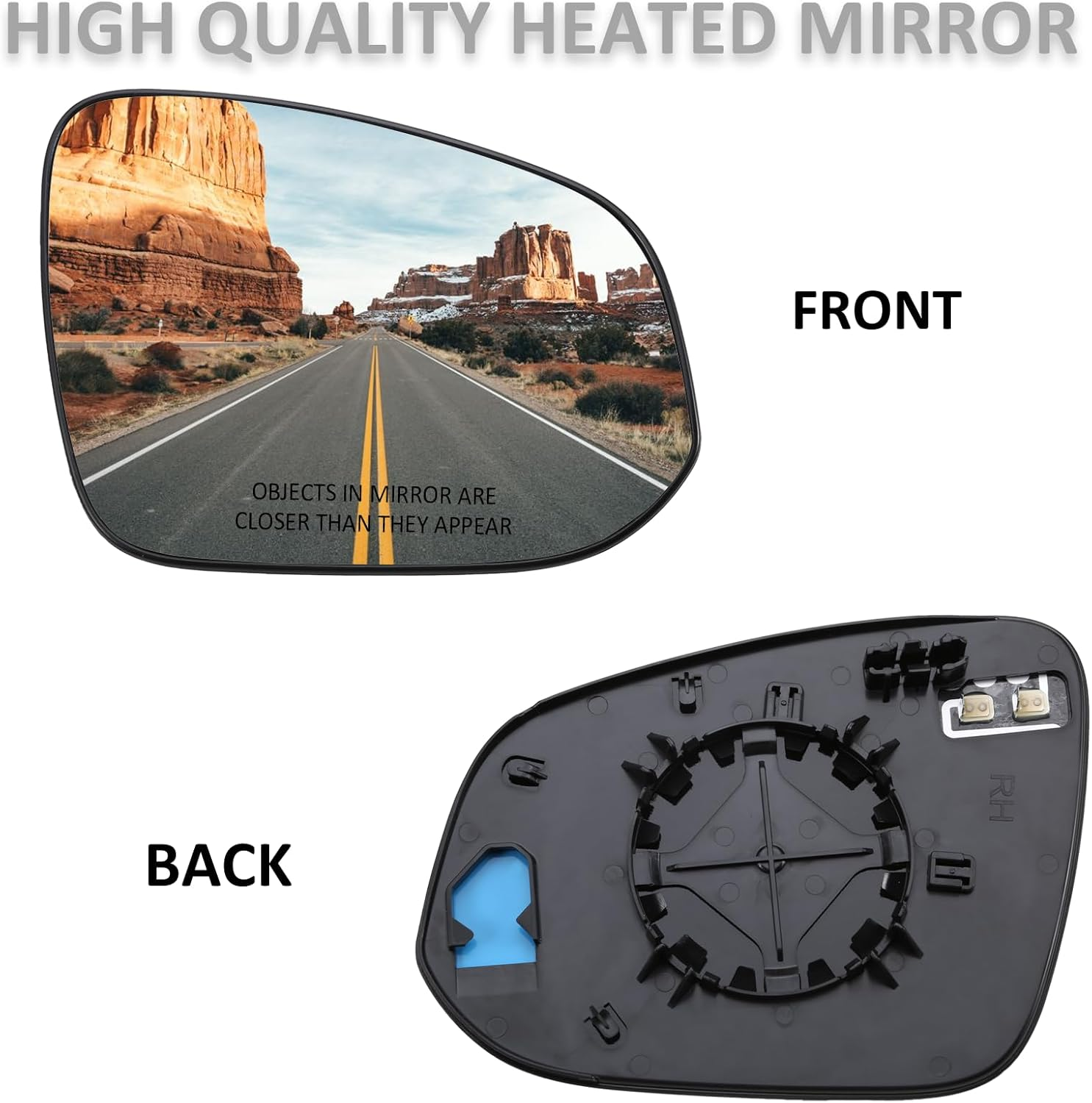 LOIYLLEN Right Side Mirror Replacement for Toyota Highlander 2014 2015 2016 2017 2018 2019 - Right Side Mirror Glass, Rear View Mirrors Glass with Power Heated image number 2