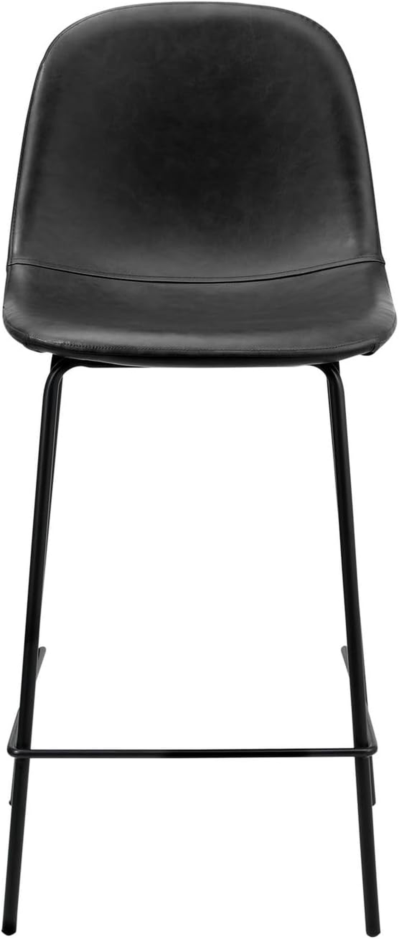 Oikiture 2PCS Bar Stools 62Cm Seat Height, Bar Stools Set of 2 with Premium Faux Leather Backrest Counter Kitchen Chairs Dining Chair, Black