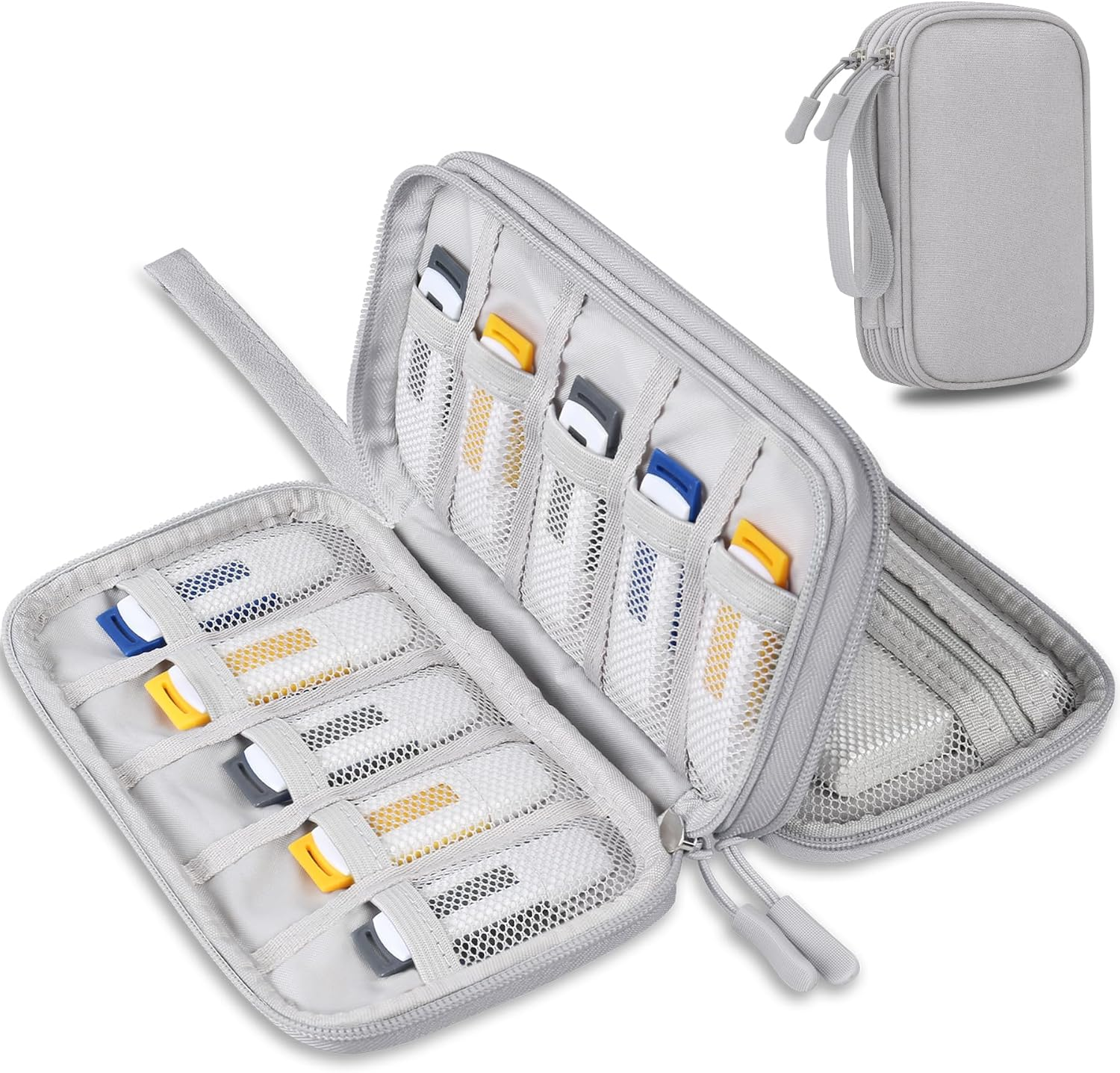 Lacdo USB Flash Drive Case Thumb Drive Holder Case Organizer Portable Electronic Accessories Storage Bag for Sandisk/Samdata/Samsung USB Flash Drives Jump Drive Memory Stick, SD Card, Cable, Black