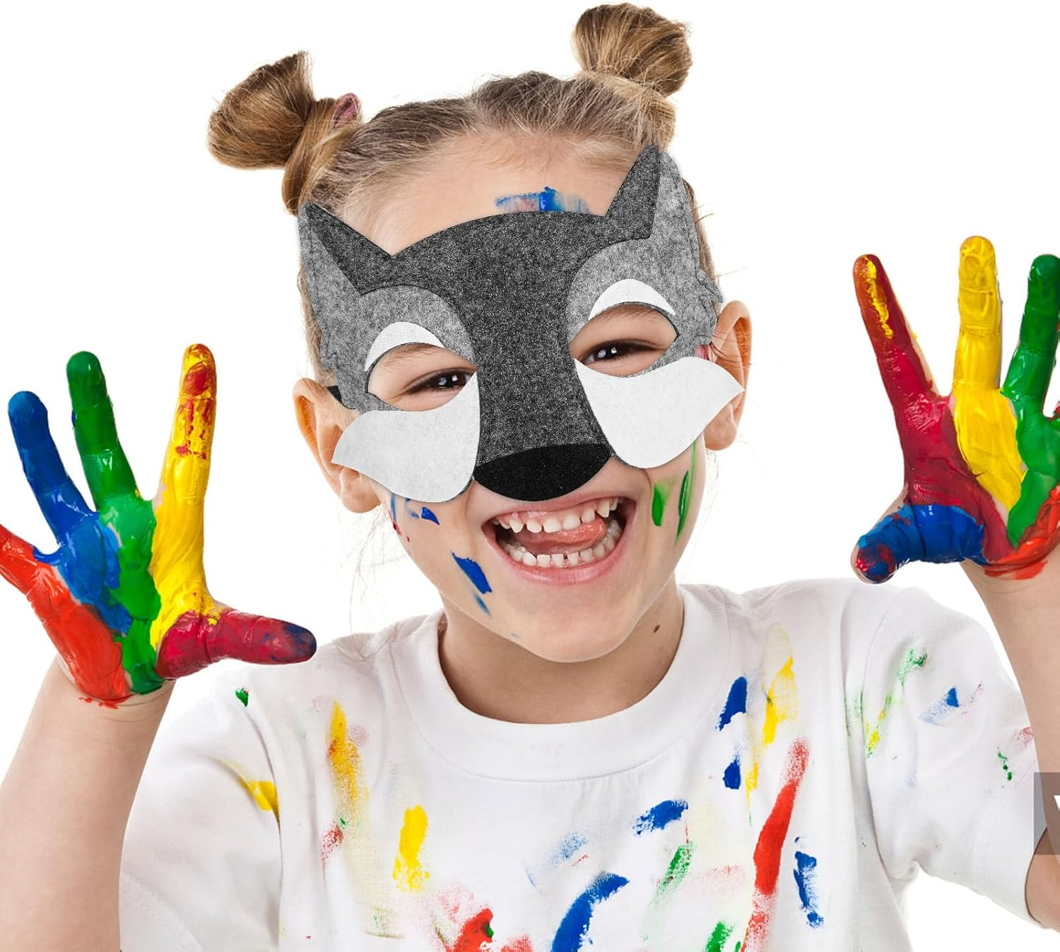 Jojofuny Kids Wolf Moving Jaw 3Pcs Animal Costume Mask Wolf Nose Wolf Party Supplies Animal Masks for Adults Wolf Party Masks Cosplay Mask Masquerade Mask Face Half Lovers Hairy Grey image number 5