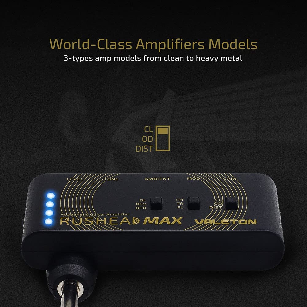Valeton Rushead Max USB Chargable Portable Pocket Guitar Bass Headphone Amp Carry-On Bedroom Plug-In Multi-Effects image number 2