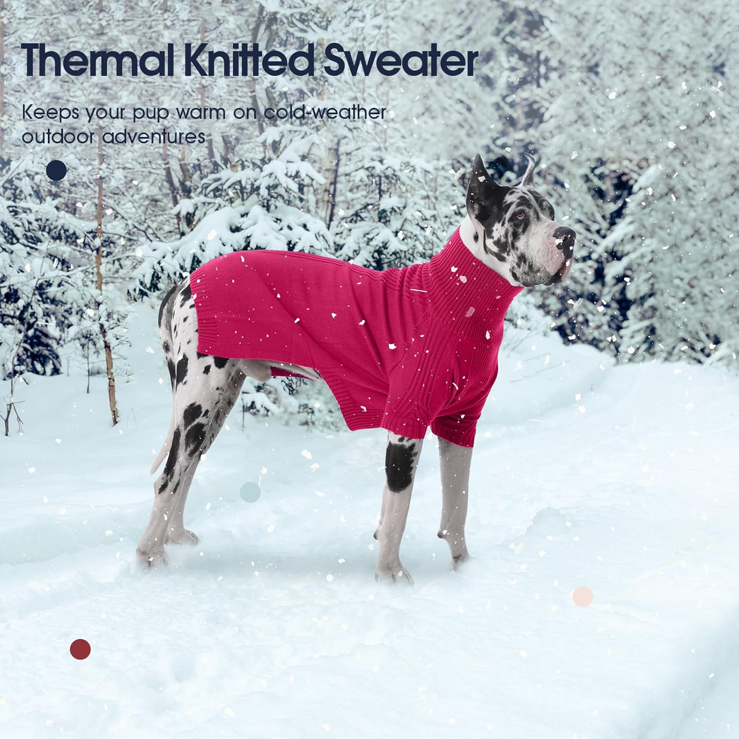 Iecoii XXL Dog Sweater,Thermal Knit Big Dog Sweater with Sleeve,Pet Turtleneck Doggy Sweatshirt for Extra Large Dogs Boy Girl,Stretchy Large Dogs Cold Weather Outfit Pitbull Clothes,(Rose Red,Xxl) image number 2