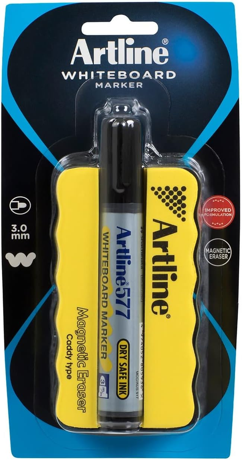 Artline 577, 157795, Whiteboard Magnetic Eraser & Marker Kit, 3Mm, Black,Kit