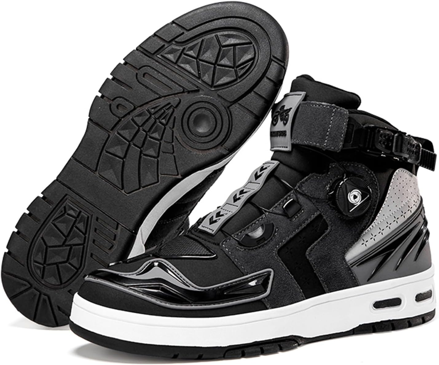 Men'S Motorbike Shoes Street Motorcycle Boots Non-Slip Casual Riding Ankle Boots image number 4